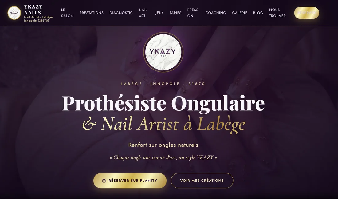 Page d'accueil de ykazynails.fr — YKAZY NAILS, Full Nail Art Premium à Labège